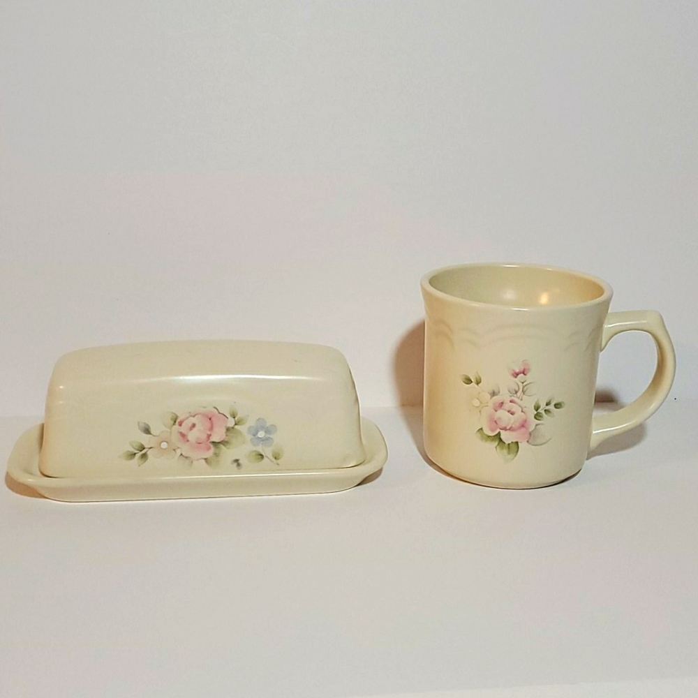 Pfaltzgraff Tea Rose Mug and Butter Dish